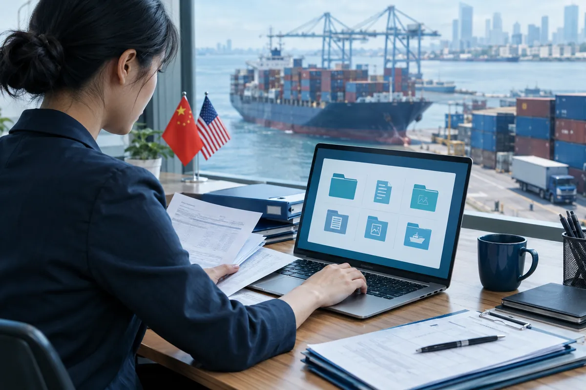 Importer organizing customs entries, invoices and shipping records digitally