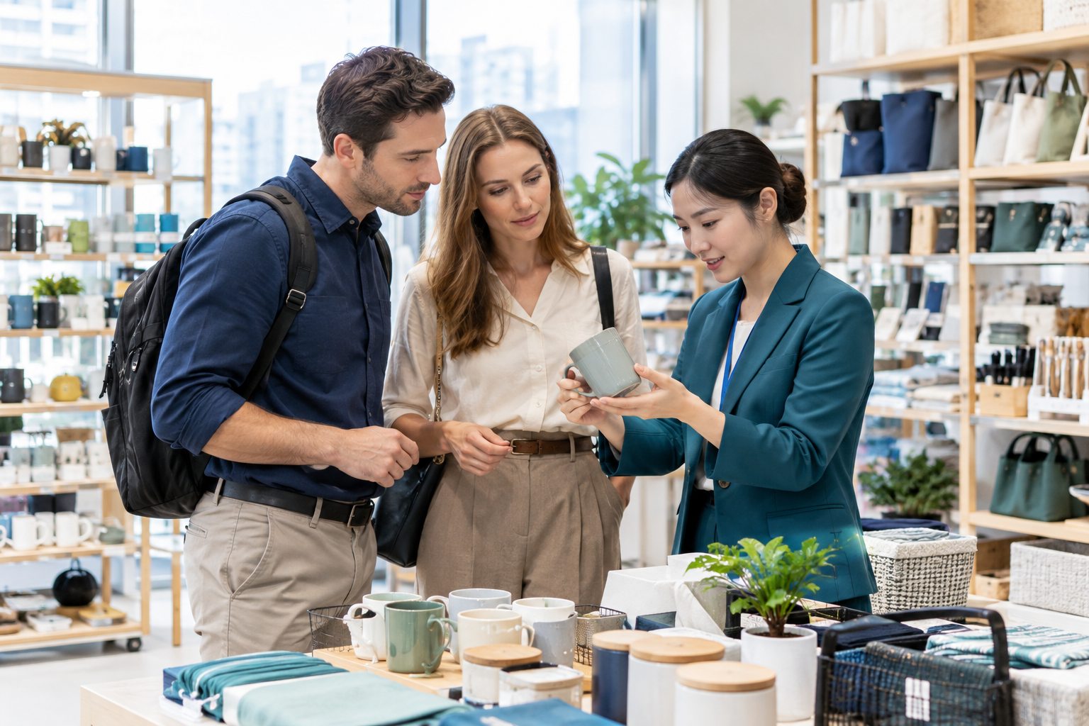 AI-generated illustrative concept of a buyer sourcing products in Yiwu